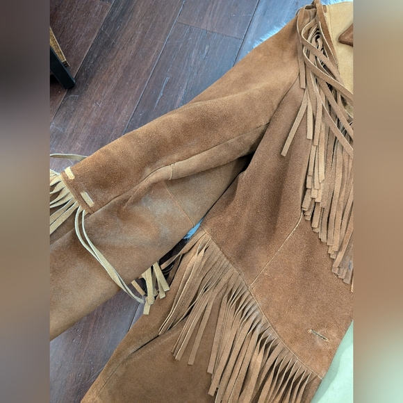 Pioneer Wear Vintage Suede Leather Fringe Jacket Size 16 Cowboy Cowgirl Western - Picture 5 of 11